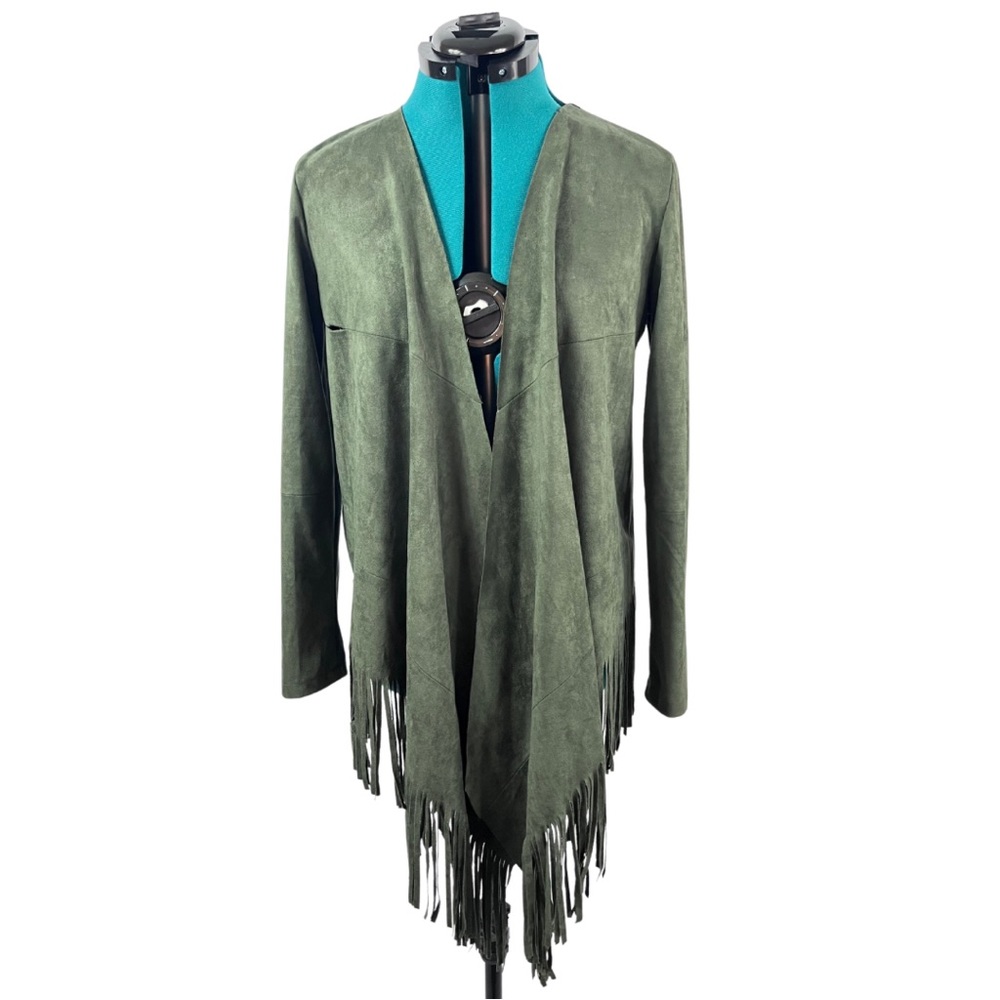 Say What? Green Suede Asymmetrical Sweater (M)